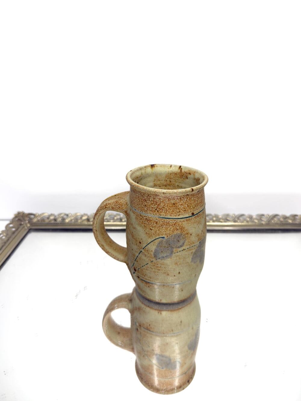 Vintage beautiful Stoneware Pottery Mug Signed , earthy toned